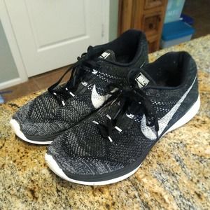 Nike Mens Flyknit Lunar III 698181-010 Black Oreo Running Shoes Sneakers Size 14